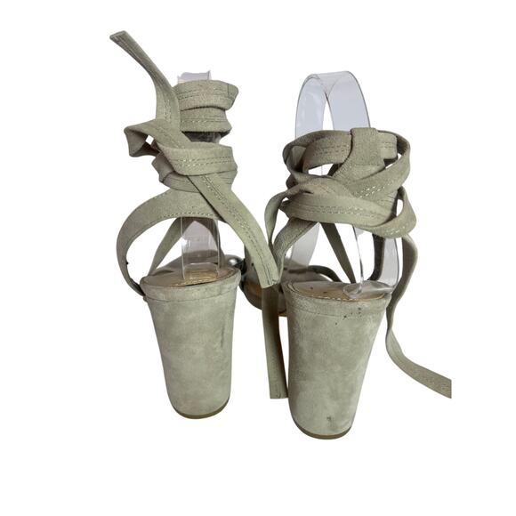 Ivanka Trump Taupe Suede Lace Up Strappy Heel 8 1/2 - Picture 4 of 8